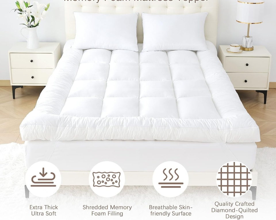 LOOMERIG Coprimaterasso In Microfibra Di Alta Qualità Da 10 Cm, Per Letto Super King Size, Morbido - Foto 12