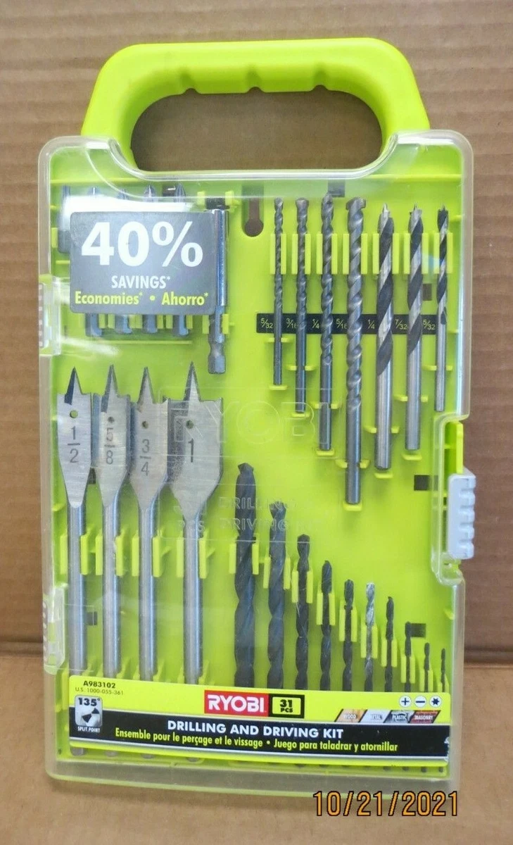 RYOBI A983102 31 PIECE BLACK OXIDE DRILLING AND DRIVING BIT KIT