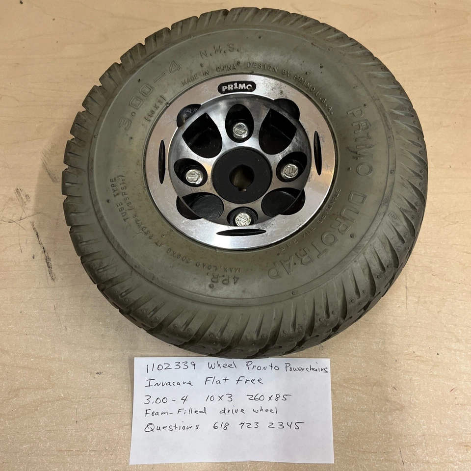 3.00-4 wheel 10X3 260X85 flat free 1102339 - Image 1 of 4