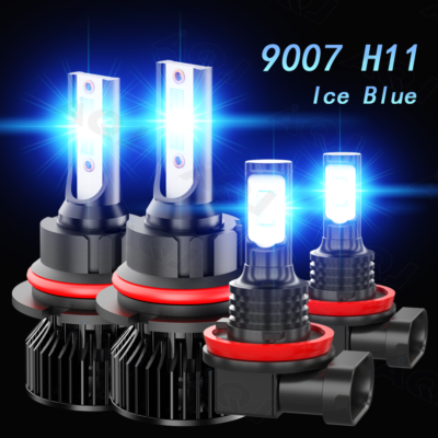 #ad 2x 9007 H11 LED Headlight High Low Beam Fog Light Bulbs 8000K Ice Blue Kit $32.99