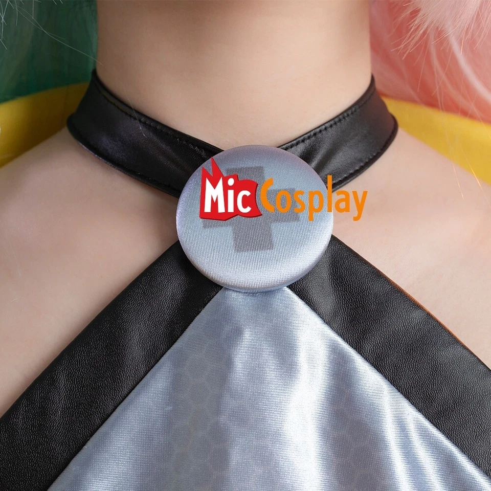 Damen Iono Cosplay Kostüm Neckholder bauchfreies Oberteil und Jacke mit Socken und Beinring - Bild 4 von 4
