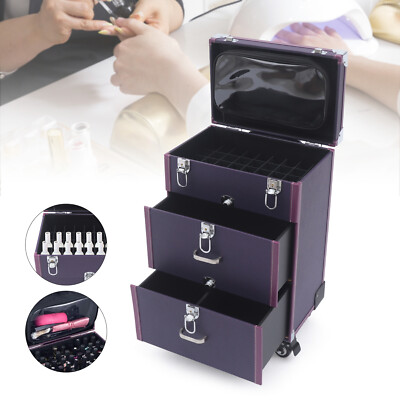 Large Rolling Cosmetic Case Makeup Trolley Rolling Makeup Case Waterproof NEW