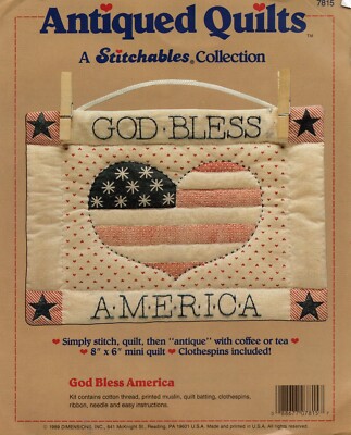 Dimensions Antiqued Quilts Stitchable Kit ''God Bless America''  6x8 Complete