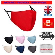 FACE MASK PREMIUM Cotton Reusable Washable Mouth Cover 3 Layers Virus Protection