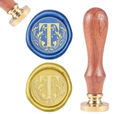 1set Scrapbook Brass Wax Seal Stamp and Wood Handle sets Letter T 8.9x2.5cm