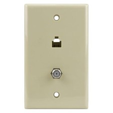 Wall Plate with 1 F-81 Jack 1 Phone Jack Ivory Secure Home Network Setup