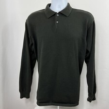 IZOD Sweater Men's Large Green 1/4 Button Pullover Long Sleeve 100 Cotton Golf