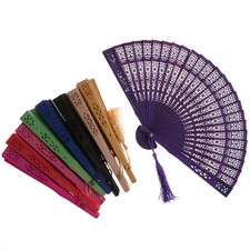 Bamboo Folding Fan Carved Wedding Hand Fragrant Party Chinese Wooden F go