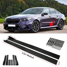 Glossy Black 86.6" Side Skirt Extension Rocker Panel Splitter For BMW-M5-2025