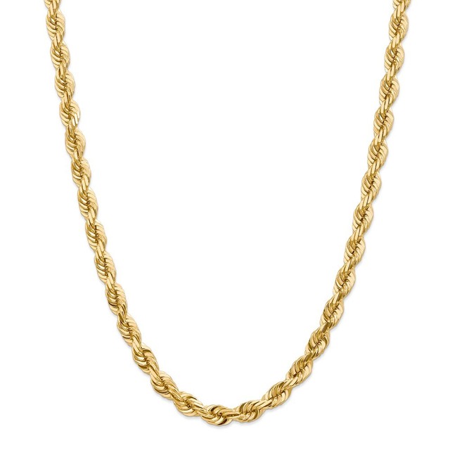 14k Yellow Gold 7mm Solid Diamond Cut Rope Chain W Lobster Clasp 20 24 For Sale Online