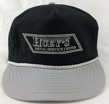 Hueys Metal Service Center SnapBack Trucker Hat Cap Nissin Black Gray Vintage