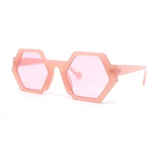 Womens Retro Chic Octagonal Plastic Mod Fashion Sunglasses