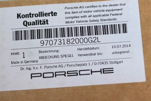 PORSCHE PANAMERA 970 - SIDE VIEW RIGHT MIRROR TRIM RINGBASE COVER 97073182000G2L - Picture 2 of 2