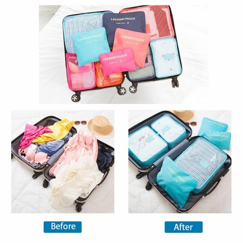 6x Set Travel Storage Bag for Clothes Luggage Packing Cube Organizer Suitcase US - Picture 8 of 19