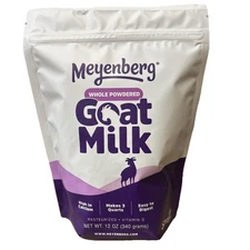 Meyenberg Whole Powdered Goat Milk, 12oz, Resealable, Gluten Free, BB 11/2027