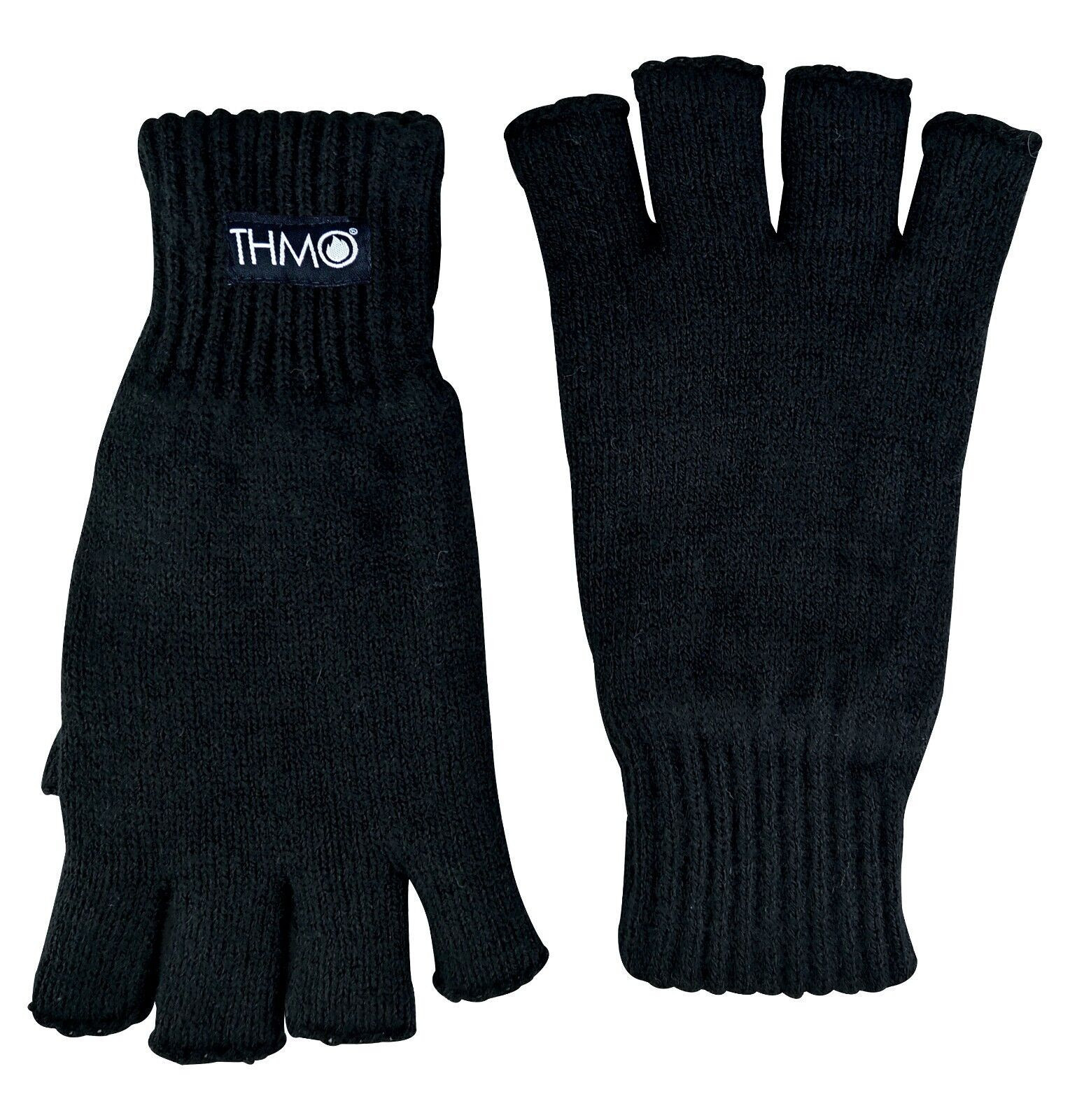 THMO - Mens Black 3M Thinsulate Insulation Lined Fingerless Gloves