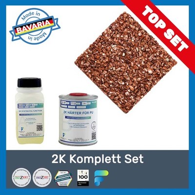 Steinteppich SET mit 2K Bindemittel und Marmorkiesel Marrone - Dunkelbraun