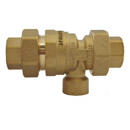 Apollo Valves 4Alf4a33am Dual Check Valve W/ Port, Brass, 1/2", Fnpt