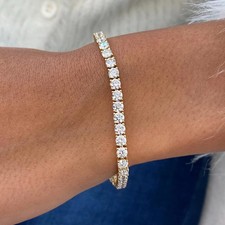 11Ct Round Cut Lab-Created Tennis Bracelet Diamond 14K Yellow Gold Plated 7.5 In