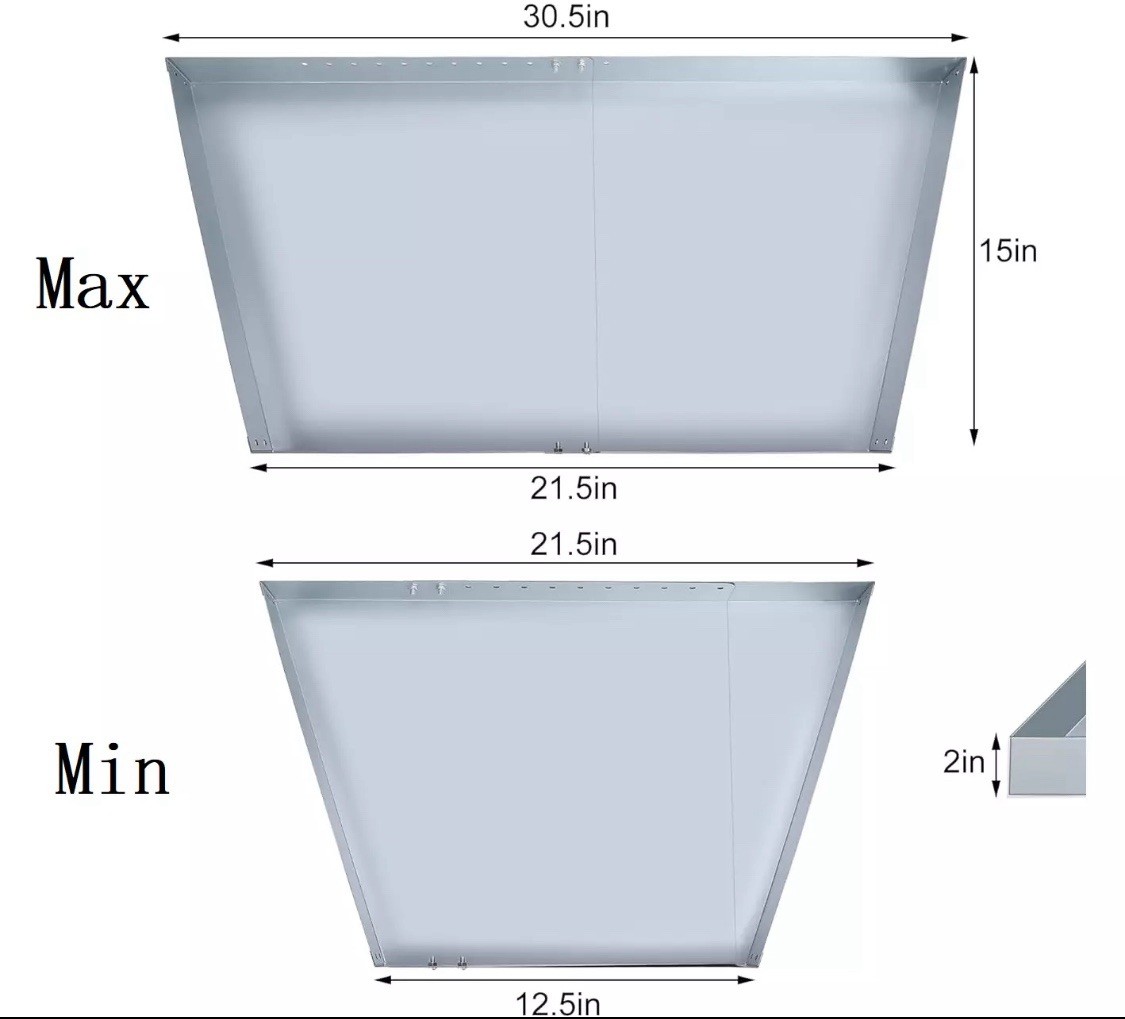 Adjustable Fireplace Tray- Expandable Fireplace Ash Pan for Up to 30.5"