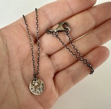 Retired Silpada Sterling Silver 925 River Shell Necklace Rolo Chain