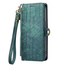 For iPhone 17 16 15 Pro Wallet Case with Card Holder Zipper Pocket Wrist Strap