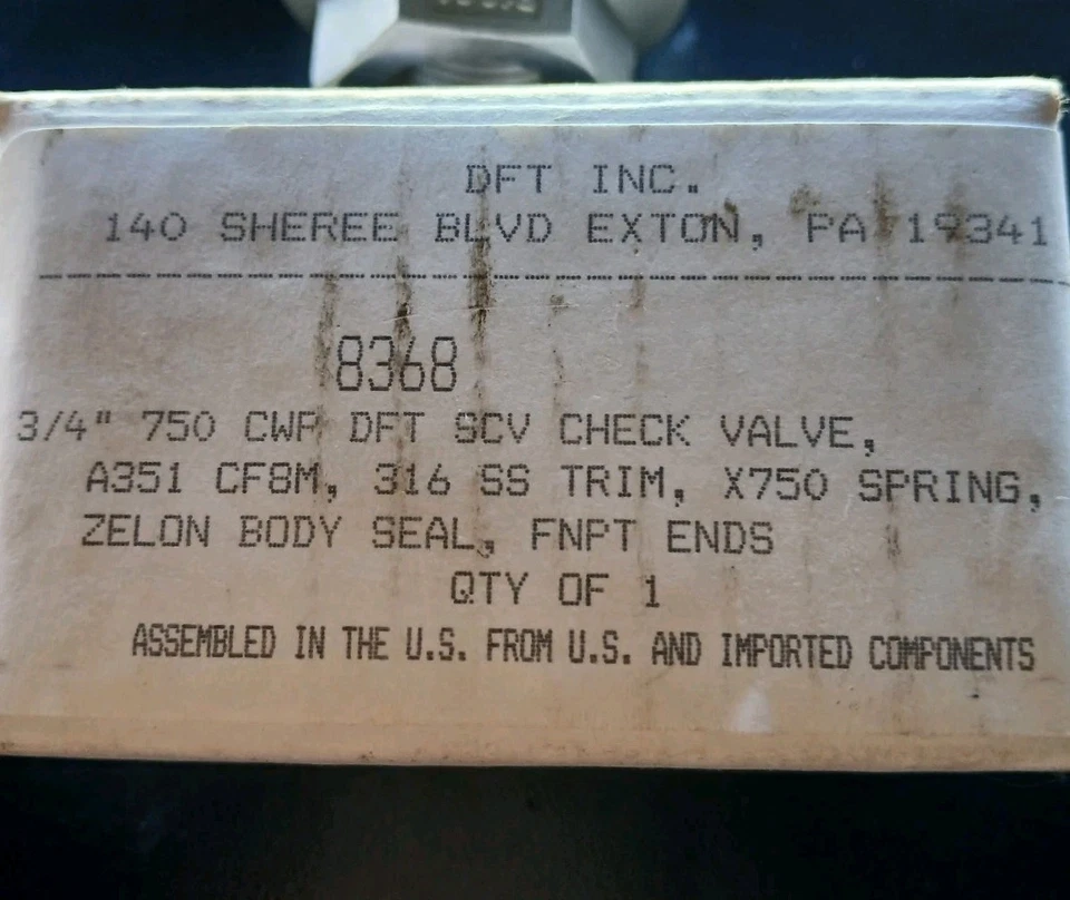 Válvula de retención DFT 8368 CF8M 510PSI 750CWP 3/4" Foto 3 de 3