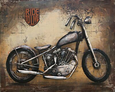 Museum Quality Highly three Dimensional Harley Davidson Painting