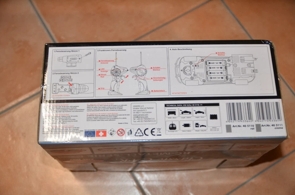 VW Käfer ferngesteuert von Jamara rot DIE-Cast unbenutzt, OVP Art. 405110 - Bild 3 von 3