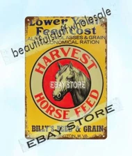 HARVEST HORSE FEED farm ALFALFA MOLASSES GRAIN QUARTER tin sign building plaque