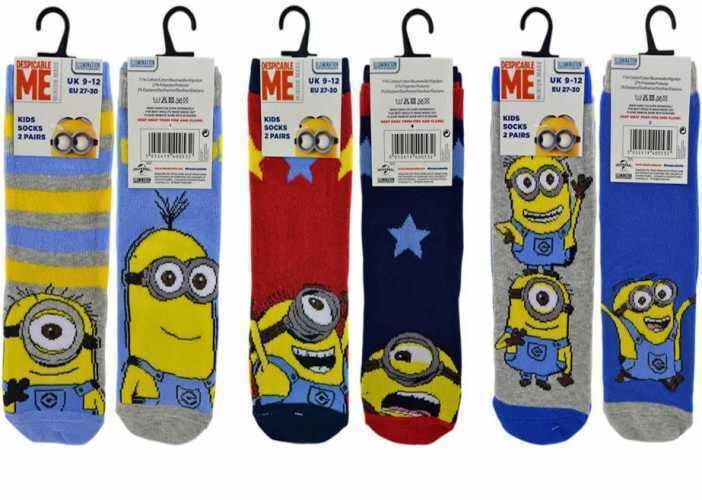 Neu Kinder Jungen Mädchen 4er Pack Despicable Me 2 offizielle Minion Baumwollsocken