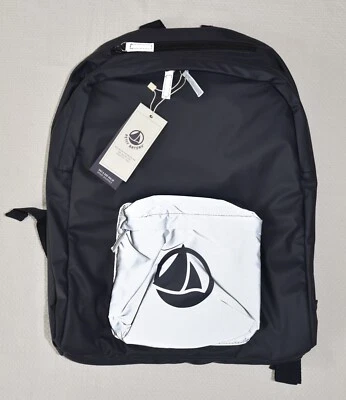 Petit Bateau Rucksack mit Regenkapuze NEU Cire marine oder gelb reflektierend