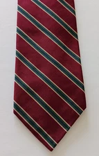 Ferrell Reed LTD Men's Vtg Tie Red Green Navy Striped Repp 50% Silk 50% Cotton
