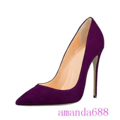 Women's Suede High Stilettos Heels Club Shoes Dress Evening Party Slip on Pumps - Image 4 of 4
