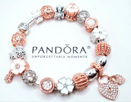 PANDORA CHARM BRACELET ROSE GOLD CZ 