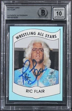 Ric Flair Signed 1982 Wrestling All Stars Rookie Reprint Card Auto 10! BAS Slab