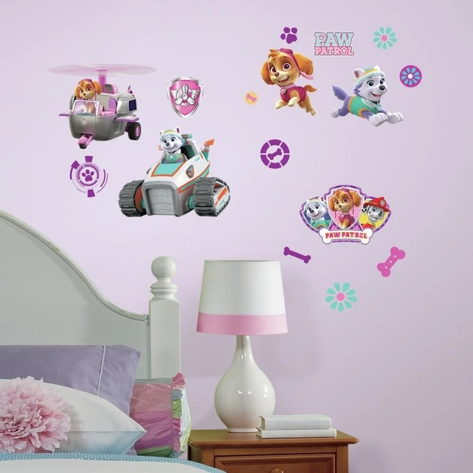 Adesivos de parede para quarto de filhotes Roommates PAW PATROL Girl Pups 30 peel & stick - Imagem 2 de 4