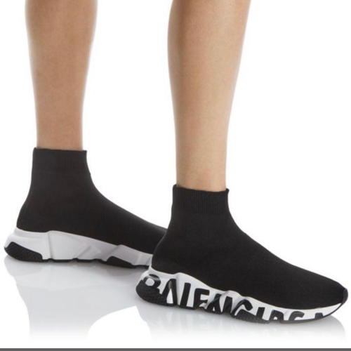 Black Speed Graffiti Sock Sneakers 