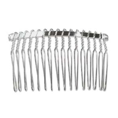 4 Silver Plated Wire 60x35mm Hair Combs Ready to Wear OR Wrap with Beads
