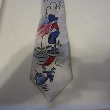 ENIGMA -HAND MADE -BOY HOLDING FISHING ROD MENS TIE NOVELITY