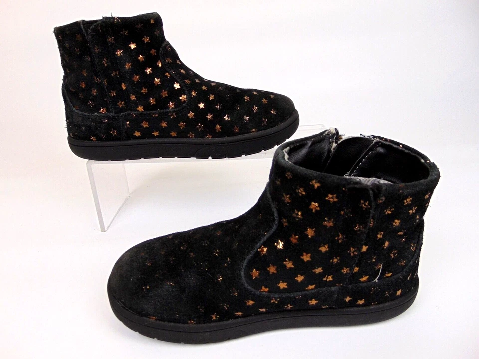 Botas de bebê Stride Rite infantil menina Zaria tamanho 10.0 K, couro camurça preto - Imagem 3 de 4