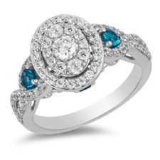1.40Ct White Blue Round Cut CZ Halo Engagement Wedding Ring 925 Sterling Silver