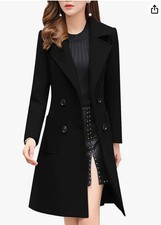 Chouyatou Women S Elegant Notched Collar Double Breasted Wool Blend Over Coat