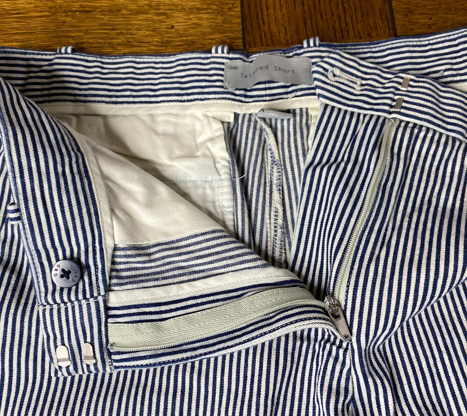 Pantalones Cortos Pequeños 4 2 6 4R 30" Gap A Medida 100% Algodón Azul Marino Rayas  Foto 3 de 4
