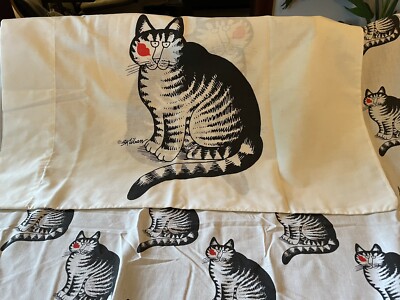Vtg MARLBOROUGH KLIBAN KISS KITTY CAT RED BLACK 4 Pcs Twin Sheets