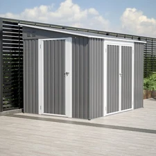 8'x6' Metal Outdoor Storage Shed Large Garden Tool Shed w/Floor Kit & 3 Doors