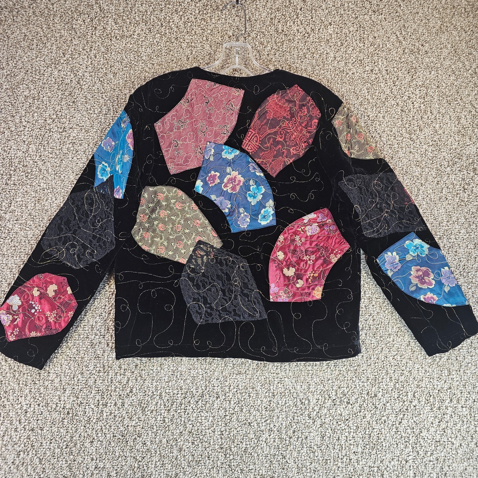 Chicos Patchwork Velour jacket Blazer Womens Sz 0… - image 4