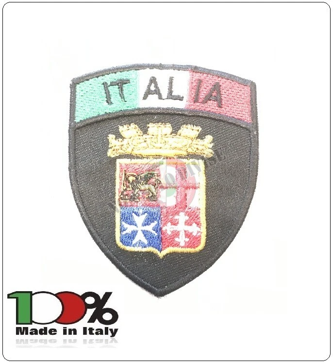 Patch Toppa Scudetto con Strip Ricamato ITALIA + LOGO MARINA MILITARE ITALIANA