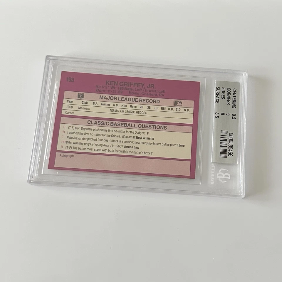 1989 Classic Travel Purple Baseball MLB Ken Griffey Rookie Card Beckett BGS PSA - Bild 2 von 2