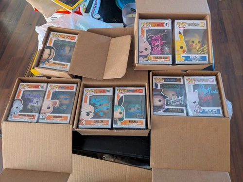 Anime Autographed Funko Pop Lot Includes Dragon Ball, Pokemon and One Piece